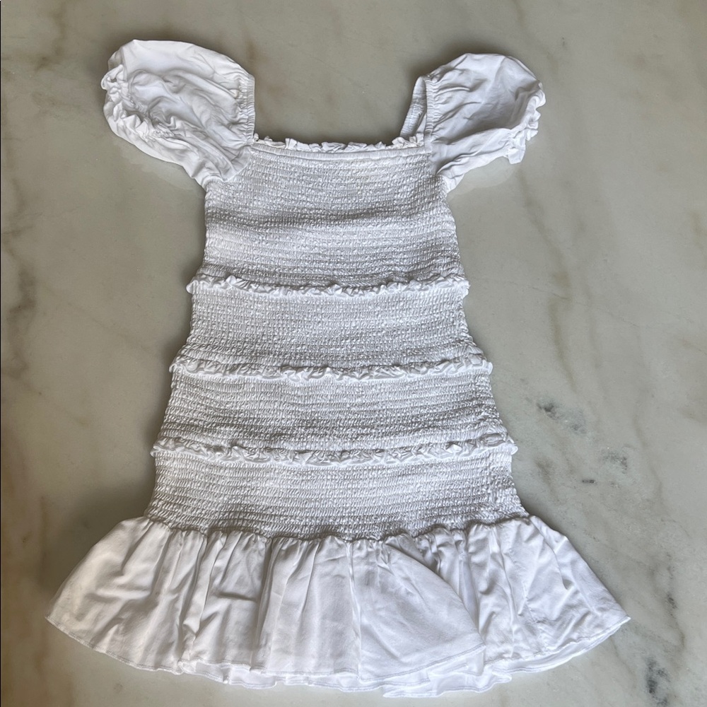 Katie J white cotton ruched dress